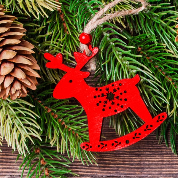 reindeer ornament on a Christmas tree