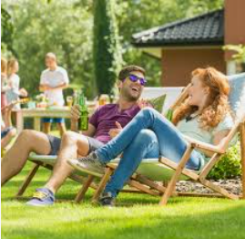 chatting on the lawn