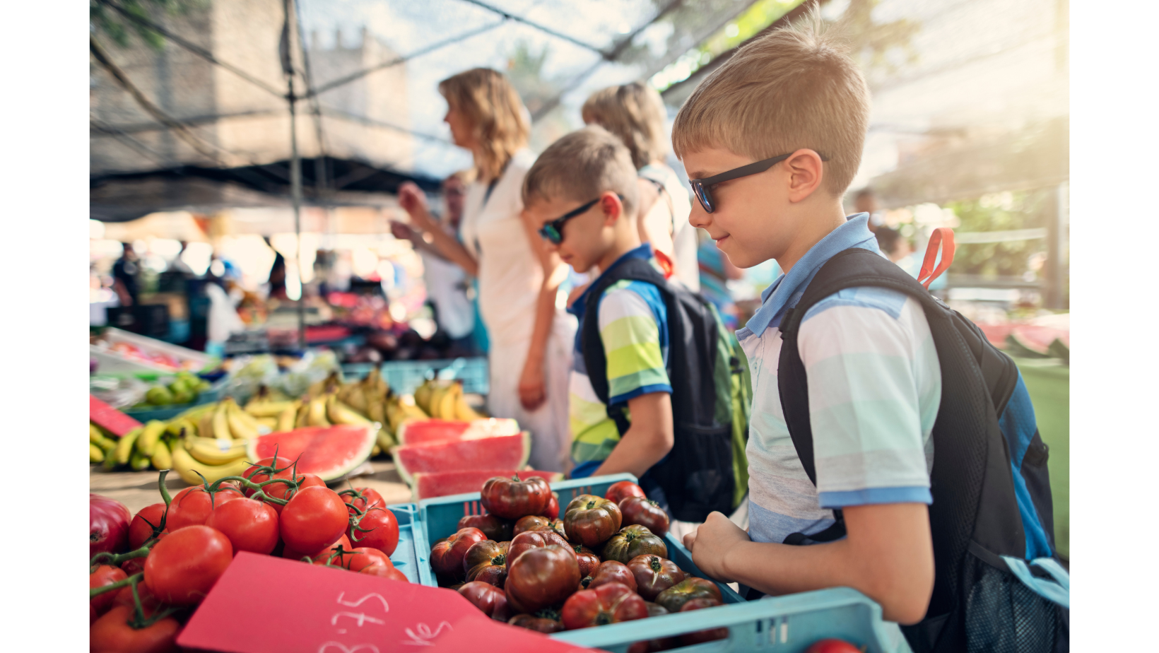 boys shopping at market