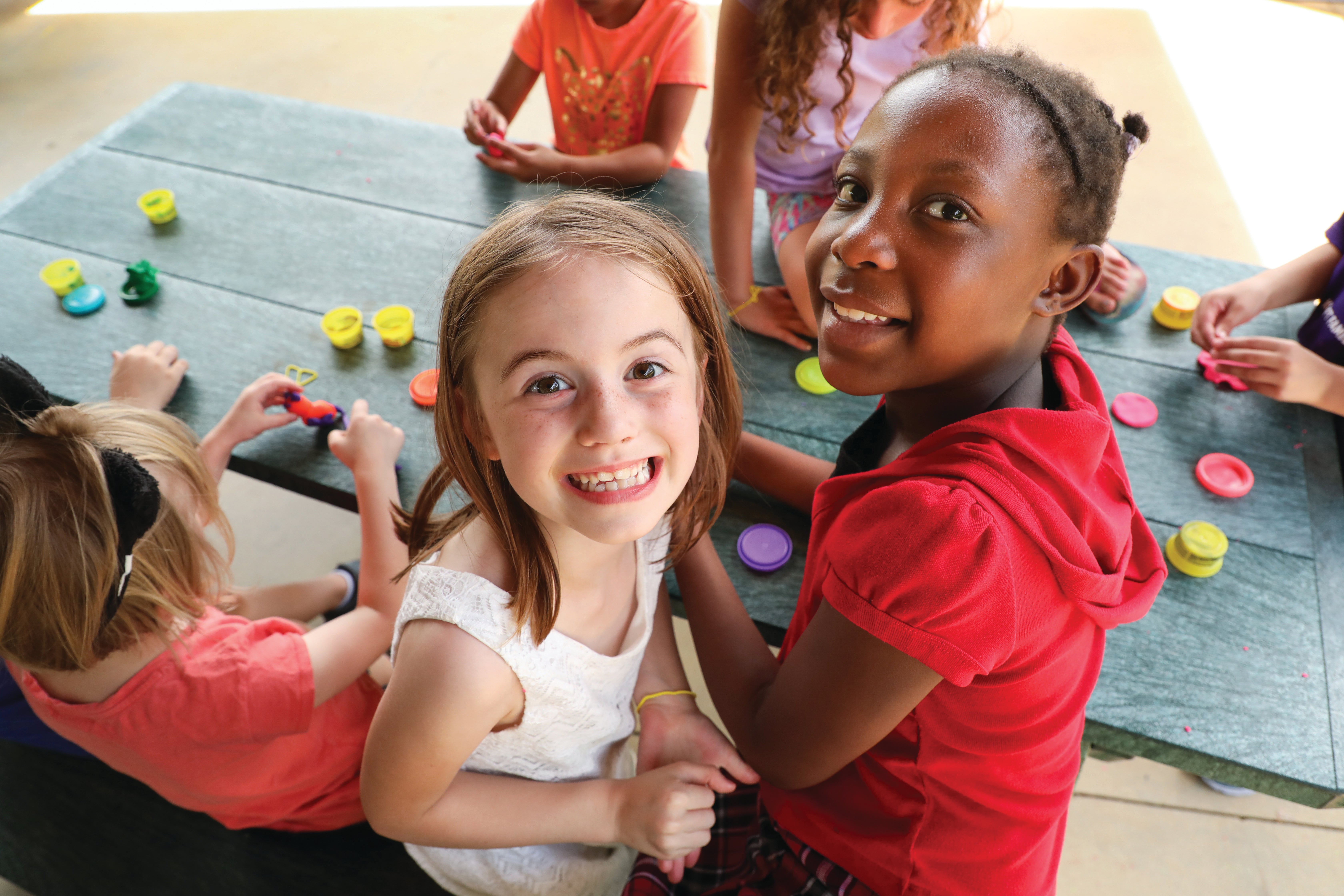 kids playing at table
