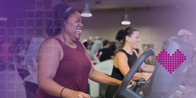 Two women on treadmills at the Y