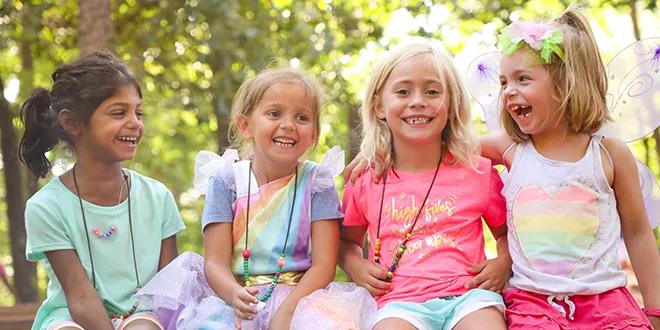 four young girls at day camp