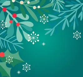 holly leaves on teal background