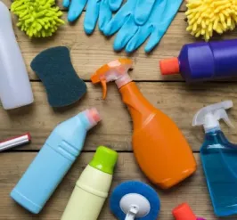 colorful household supply products and containers