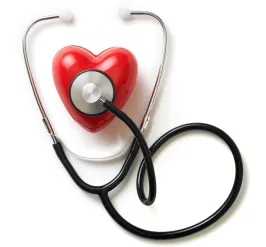 Stethoscope folded in the shape of a heart