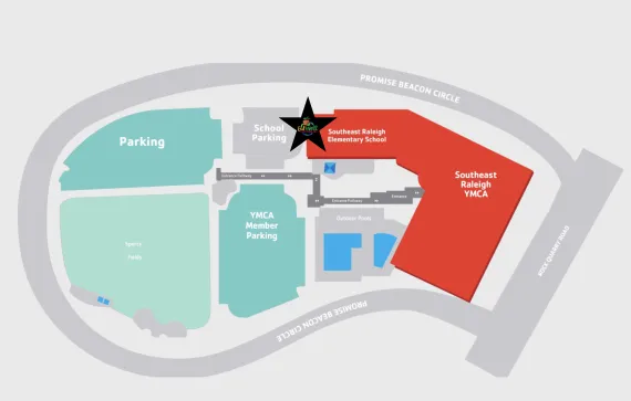 map of location for eatwell farmers market at southeast raleigh ymca