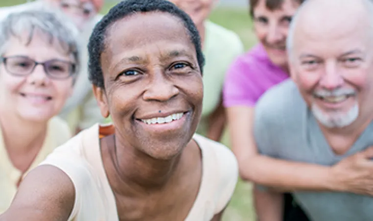 Group of adult friends taking a selfie