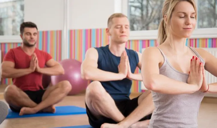 Yoga group fitness class