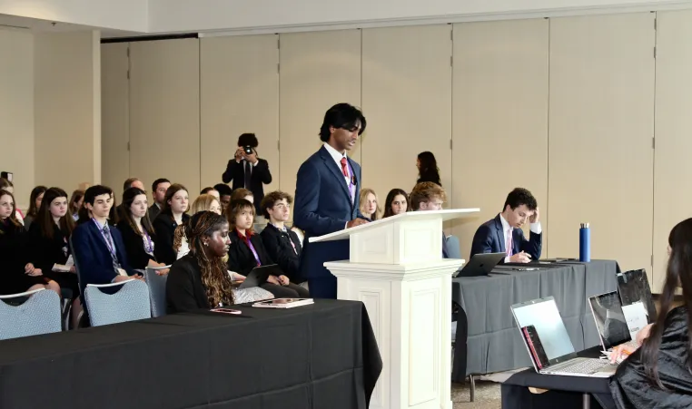 Teen in a mock trial