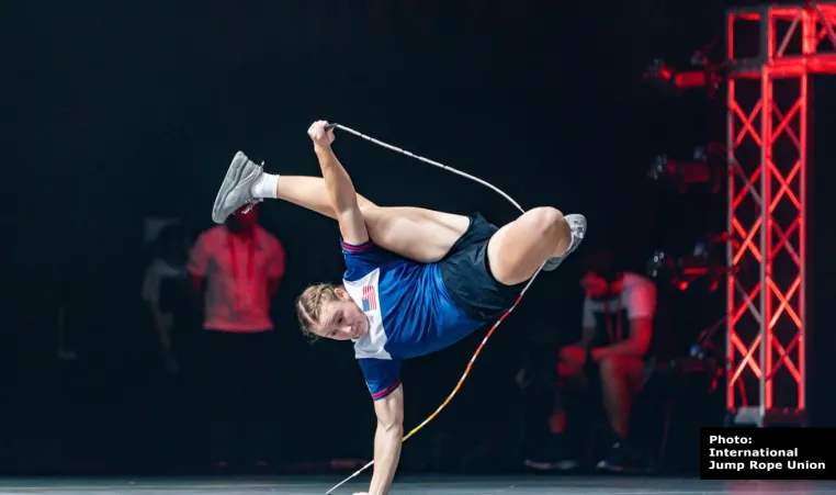 YMCA Super Skipper Lauren Ellis during gold medal winning performance at World Jump Rope Championship