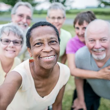 Group of adult friends taking a selfie