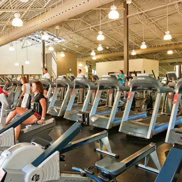 Kraft Family YMCA cardio equipment on the wellness floor