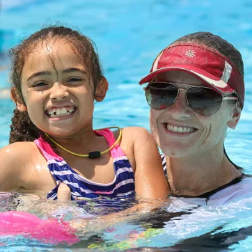 Mom and daughter in swimming pool