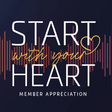 Graphic saying start with your heart for ymca member appreciation
