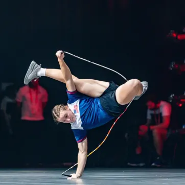 YMCA Super Skipper Lauren Ellis during gold medal winning performance at World Jump Rope Championship