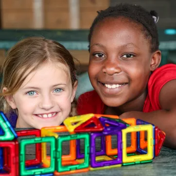 Kids playing with Magnatiles
