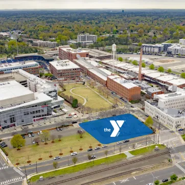 site of the new downtown durham ymca on the corner of Blackwell and West Pettigrew Streets