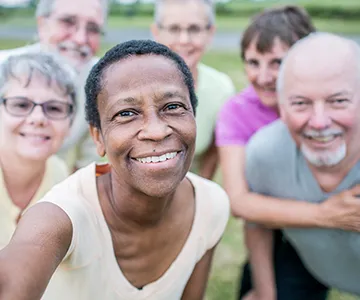 Group of adult friends taking a selfie
