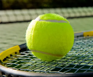 tennis ball and racquet