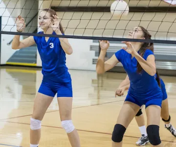 Girls playing volleyball