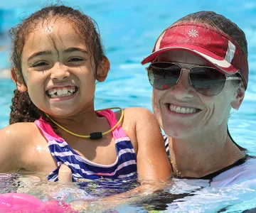 Mom and daughter in swimming pool