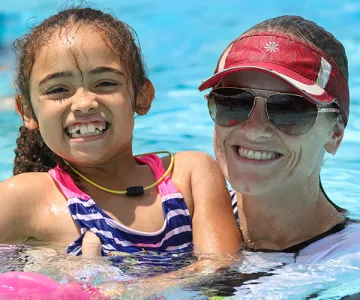 Mom and daughter in swimming pool
