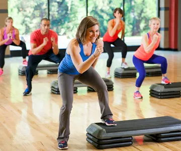 Group fitness aerobics class
