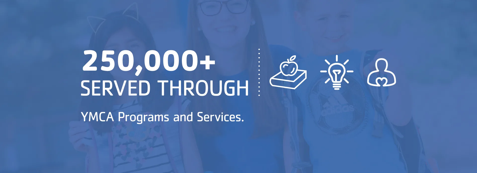 YMCA of the Triangle graphic stating 250,000+ are directly served through Y programs and services