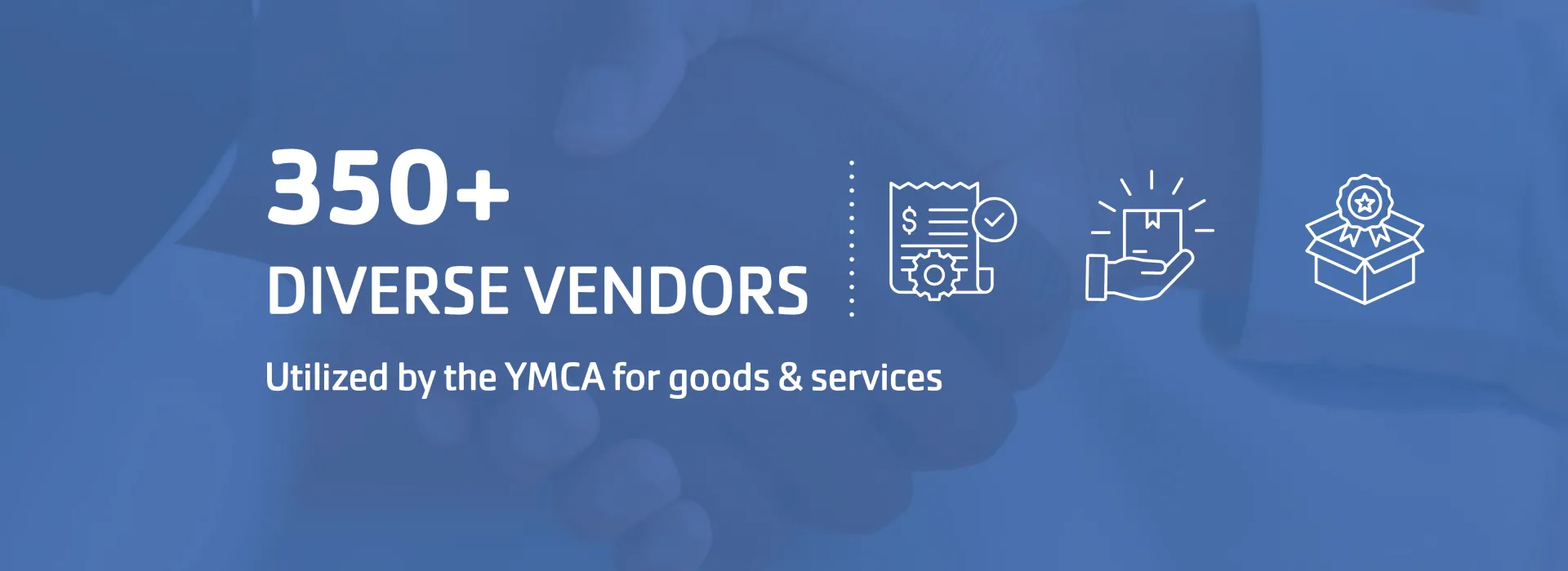 YMCA of the Triangle graphic stating 350+ diverse vendors are utilized for YMCA goods and services
